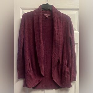 Barefoot Dreams Cozychic Lite Style 452 Knit Cardigan In Burgundy Size XS/S